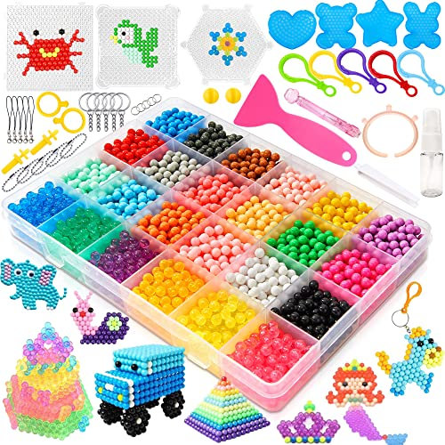 Chennyfun Wassersicherungsperlen Kit, Kids Water Fuse Beads 24 Farben, Creative Waterbeads Magische Wasserperlen Kunsthandwerk Spielzeug, Handarbeit, Lernspielzeug für Kinder Anfänger Activity Pack
