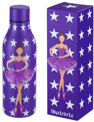 IllustrArte bottiglia termica da 500 ml – Acciaio inox a doppia parete, isolamento sottovuoto, senza BPA, resistente a graffi e condensa – Design ballerina Mariela