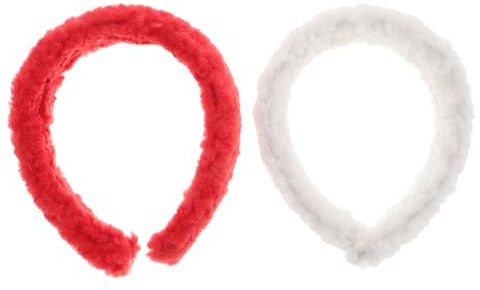 SOIMISS Diadema Facial De Terciopelo 2 Unidades Blanco y Rojo Para Maquillaje y Cuidado Capilar