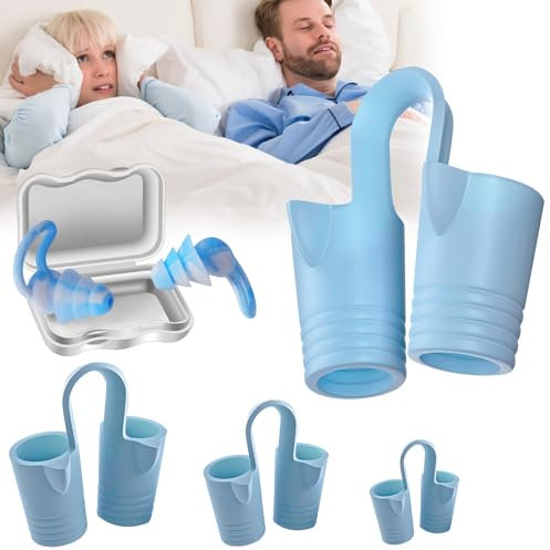 Anti Schnarch Nasendilatator Schnarchen Stopper gegen Schnarchen 4 Soft Größen Nasal Dilator mit 1Paare 32dB Ohrstöpsel zum Schlafen für frauen männer,Nasenspreizer anti Schnarchen Stop Snoring