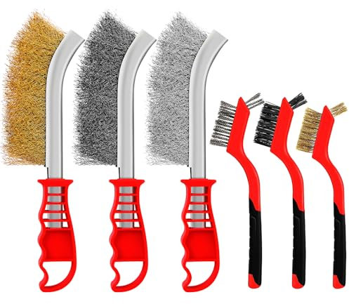 RDDAIPE 6pc Cepillo Alambre, Cepillo de Alambre, Cepillos de Alambre: Acero Inoxidable +Acero Al Carbono+Latón+Nylon, Cepillo Metalico para Limpieza Madera, Escoria de Soldadura, Grasa,Óxido y Polvo