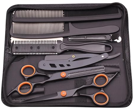 Kit di forbici per tagliare i capelli, set di forbici per tagliare i capelli,Cesoie piatte Cesoie per denti | Taglio professionale della barba per modellare la toelettatura, set di cesoie per parrucch