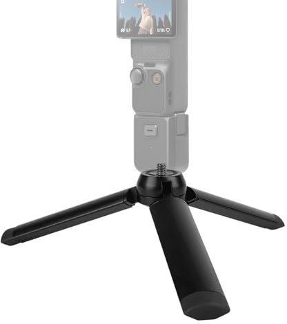 Geekria Mini trípode de metal para cámara de acción, soporte de mesa de escritorio compacto, portátil de viaje, compatible con DJI Osmo Pocket 3, cámara Action 5 Pro (pequeño/negro)