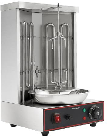 Mermajestic Automatisk Rotisserie Grill, inklusive vertikal grilltång utomhus, elektrisk grill inomhus, 3 000 W elektrisk grill, elektrisk bordsgrill, balkonggrill