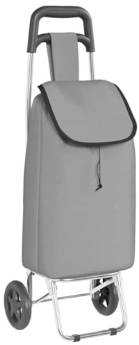 vidaXL Carro de Compras con Ruedas Gris de 35L, Plegable, Impermeable, Hecho de Tela Oxford, con un Marco de Acero Resistente y asa Ajustable Hacer Compras y también Sirve para otr