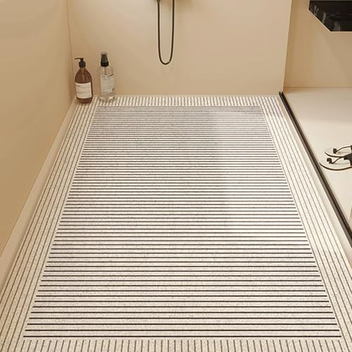 Surwin Alfombra Ducha Antideslizante 60x120cm, Alfombra de Bañera Antideslizante con Drenaje | Secado Rápido Loofah PVC Suave | Alfombrilla de Ducha Alfombrilla de Baño -Línea