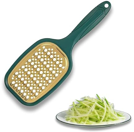 1 Pièce Râpe de Cuisine, Double Face Utilisable avec Plaques Inox 2-en-1 6mm Grossier & 4mm Fin, Prise Anti-dérapante et Ergonomique, pour Fromage, Pomme de Terre, Carotte, Concombre (Vert)