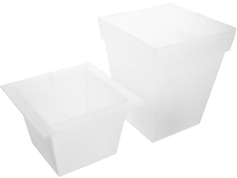 Alipis Lampada Solare da Giardino Fioriera Decorativa Quadrata Vaso Luminoso per Esterni Luce Bianca a Energia Solare per Prato e Cortile Piccolo Vaso di Plastica per Piante