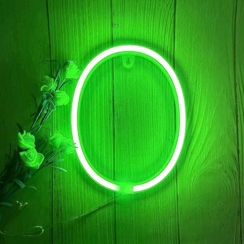 Customizable Green Neon Sign for Business & Home - Battery/USB LED Lights with Stand Perfect for Cafe Retail Photo Shoot（Letters O）