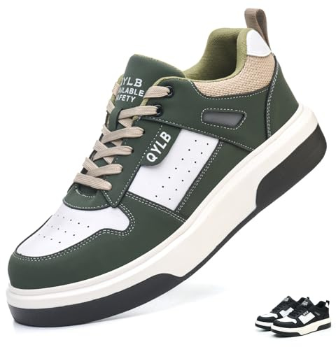 NBOFIEHY Chaussures de Sécurité Hommes Femmes Légère Chaussures Sécurité Embout Plastique Respirante Antidérapante Chaussures de Travail Basket de Securite Confortable, Vert, 40 EU