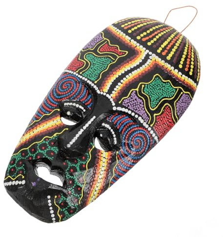 PACKOVE Tribal Mask Decoration Wooden Wall Sculpture Carved African Style Unique Delicate Pattern Artistic Atmosphere for Wall Decoration and Assorted style