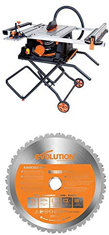 Evolution Power Tools Rage 5-S Multi-Purpose Table Saw (230 V) with Carbide-Tipped Blade, 255 mm