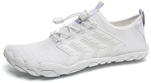 IceUnicorn Barfuss Schuhe Damen Walkingschuhe Barfußschuhe Herren Anfänger Bequeme Atmungsaktiv Gesunde (15#Weiß, 40EU)