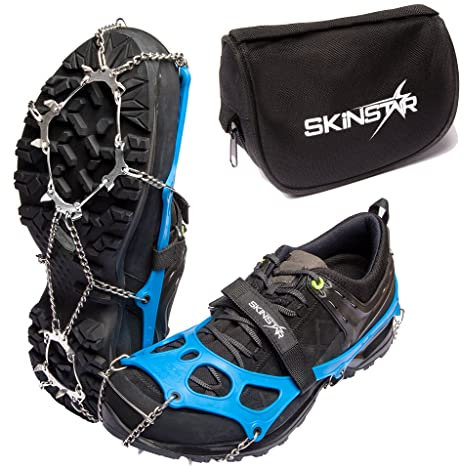 SkinStar Trail Run Light Grödel Steigeisen Eisspikes,Schuhkrallen Spikes - Schuh-Ketten zum Wandern - Grödeln Eisspikes