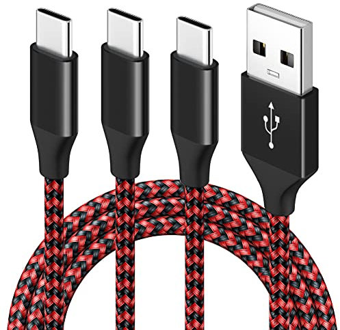 USB typ C-kabel, 3 stycken 1 m 2 m 3 M 3 A USB A till USB-C snabbladdningskabel kompatibel med Samsung Galaxy Note 9 8 S8 S9 S10 10 Plus, LG V50 V40 G8 G7 Thinq, Moto Z Z3, Switch