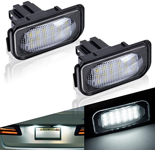 URAQT 2 Piezas Lámpara de Luz de Matrícula, 12V Luz de Matrícula 18 LEDs 3528-SMD Canbus, 6500K Blanco Luz de Placa del Auto para Mercedes Benz y Chrysler Series