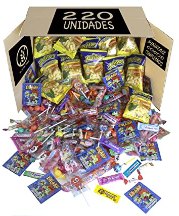 Mega Pack 220 Chuches SIN GLUTEN, Golosinas y Chucherías. Para Cumpleaños, Piñatas, Fiestas Infantiles, Navidad, Halloween. Hasta 20 Bolsas de Chuches Cumpleaños. Surtido Envuelto Individualmente