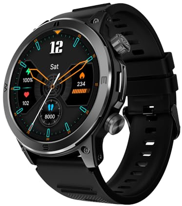 Bulleruthållighet robust design 1,4 tum AMOLED-skärm smart klocka, BT-samtal, SoS-funktion, snabb hälsa och 100 sportlägen – (svart)
