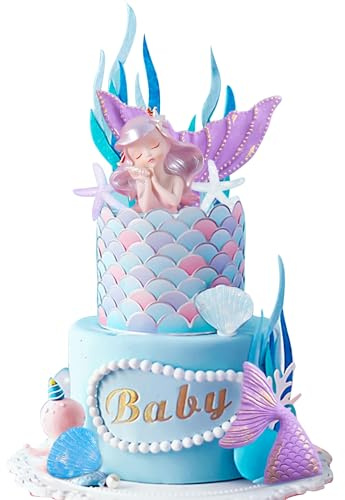LaVenty Sirena Productos para Fiestas Adorno de Tarta Sirenita Morada