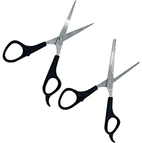 MAGICLULU Lot de 2 Ciseaux de Coiffure Professionnel Coupeur de Cheveux en Acier Inoxydable pour Dégrader, Amincir et Tailler
