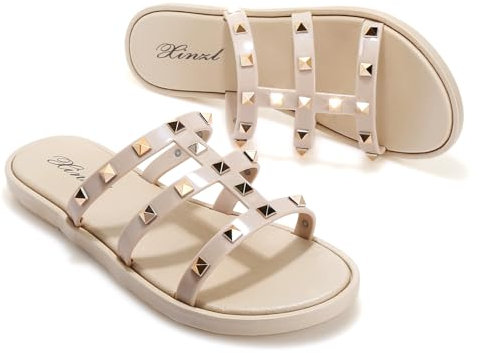 Flach Sandalen für Damen, Sommer Elegant Riemchensandalen Bequem Sandaletten, Breite Schuhe Sandals Sommerschuhe