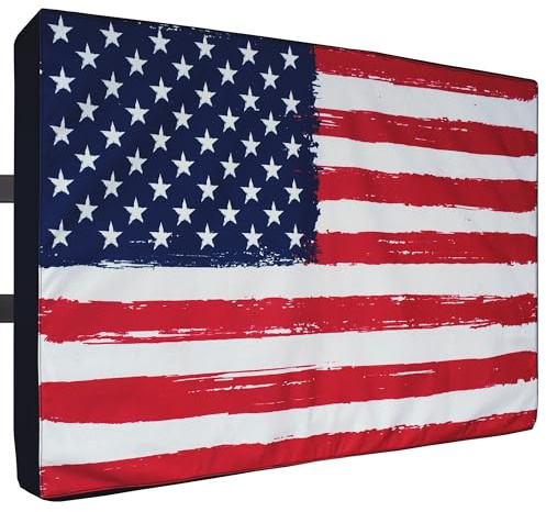 Outdoor TV Cover 60, 65 inch - WITH ZIPPER, Weatherproof and Waterproof 360 degrees protection, 600D Heavy Duty Fabric – American Flag
