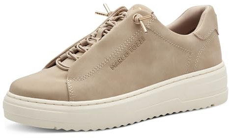 MARCO TOZZI Damen Sneaker flach mit Schnürsenkeln Elegant, Beige (Dune), 38 EU