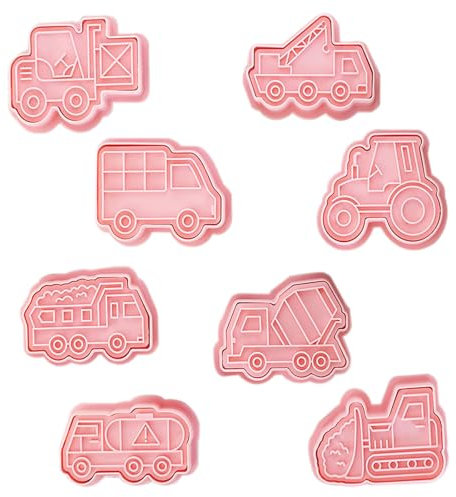 Molde Galletas, 8 Piezas 3D Cortadores Galletas Niños, Cortador de galletas, para Galletas, Chocolate, Fondant, Decoración de Tartas, Molde para Galletas de Coche