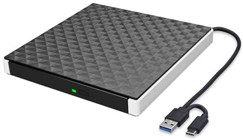 POLGDW Lecteur CD DVD Externe, Graveur CD avec USB3.0 Type-c, Ultra-Mince CD/VCD /-RW/ROM External Drives pour Laptop, Desktops, PC, Macbook, Windows11/10/8/7/XP/Vista/MacOS