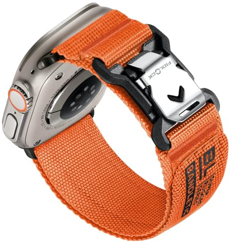 Bandletisk kompatibel med Apple Watch Ultra Band – för män, bred mjuk sportloop i nylon med magnetiskt fidlock V-spänne för iWatch 49 mm (Ultra2), 46 mm (serie 10), 45 mm (9/8/7), 44 mm