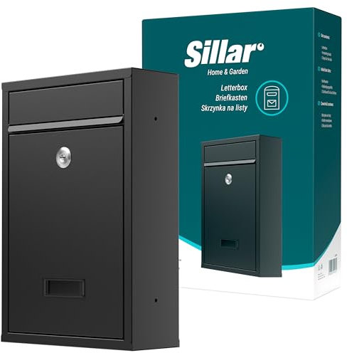 Sillar Boîte aux Lettres Murale, avec Serrure, fenêtre d'adresse et viseur | Fabriqué en Acier galvanisé, résistant aux intempéries | 32 × 21,5 × 9 cm, Anthracite | 2 clés incluses