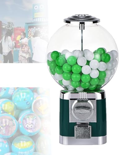 NZVZGKTNTW Máquina Dispensadora De Chicles De Burbujas Grandes, Máquina Expendedora De Bolas A Granel con Llave, Máquina Expendedora Clásica De Cápsulas De Burbujas Y Dulces, 25 X 25 X 43 Cm(Green)