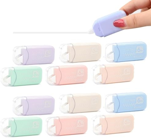 Hongoen 12 Stück Kleberoller, Doppelseitiges Kleberoller Transparent,Klebebandroller,Scrapbooking-Zubehör,doppelseitiger Klebebandspender für Basteln Scrapbook, Foto, Fotoalbum, Basteln 6 mm x 6 m