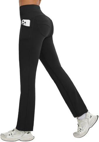 baleaf Women's Fleece Lined Yoga Pants Straight Leg Thermal Trousers with Pockets Water Resistant Hiking Black S