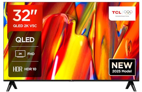 TCL 32V5C-UK 32Inch Full HD Smart QLED Direct LED TV with Android TV​ & HDR - Compatible with Google Cast & Google Home, Slim Design
