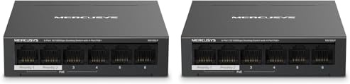 TP-Link Mercusys MS106LP PoE+ Switch 6 Porte con 4 PoE+, 30W per Porta PoE, 40W su Tutte le Porte, 802.3af/at, 2 Porte Uplink per Internet e NVR, Cassa in Metallo, Sdoppiatore Ethernet, Plug&Play