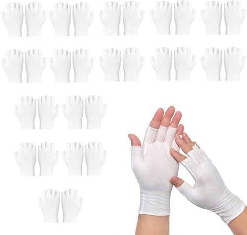 Xynovate 15 pares de Guantes de Algodón, Guantes Hidratantes Manos Reutilizable, Guantes Trabajo Delgado para Inspección de Joyas, Hidratación y Reparación (Blanco)