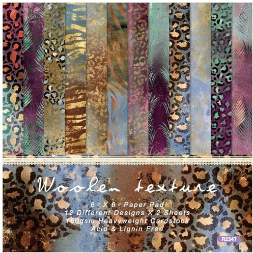 Scrapbooking Dekorpapper Kartong Pappersdyna, 6 x Leopardtryck 24 ark enkelsidigt mönsterpapper, 12 mönster, 160gsm