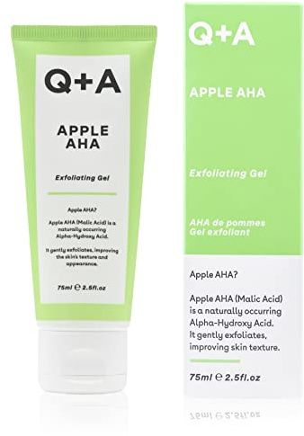 Q+A Apple AHA Exfoliating Gel, naturally occurring Malic and Lactic Acid alongside Apple Fruit Extracts and Glycolic Acid for smoother, brighter skin (75ml)