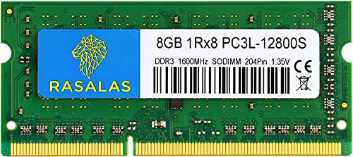RASALAS 8 GB 1Rx8 PC3L-12800S DDR3L 1600 MHz SODIMM DDR3 1600 RAM 1.35 V CL11 204-Pin PC3 12800 Laptop-Speicher für tragbare Geräte