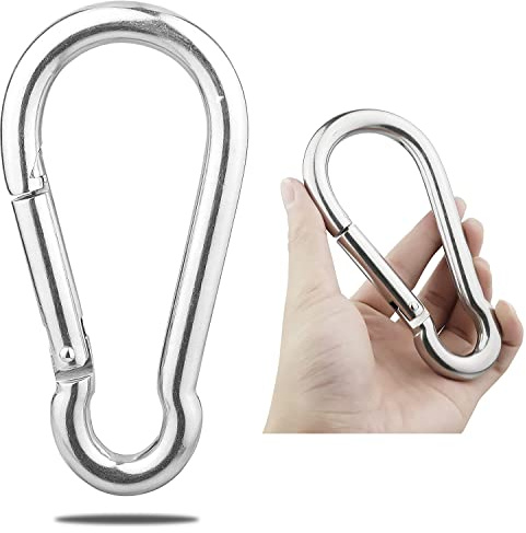GRANDBUY 5.5 Inch Large Spring Snap Hook Carabiner, 304 Stainless Steel Heavy Duty Carabiners Clip, Stainless Steel Spring Snaps Hooks Carabiners Outdoor