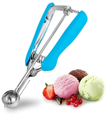 Extra Small Cookie Scoop, 1 Tsp Cookie Scoop, Mini Ice Cream Scoop for Melon Baller, Cookie Dough, 0.2oz/ 25mm, Easy Squeeze & Release, Sky Blue