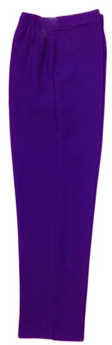 Inspire Me Ladies Womens Half Elasticated Waist Work Trousers Machine Washable Casual Stretch Trousers with Pockets Pants (Purple, 12W / 27L)