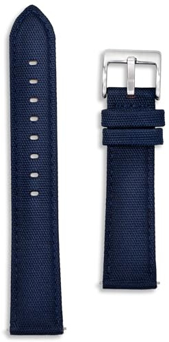 Sailcloth - Bracelet de montre en tissu - 20 mm et 22 mm - Noir - Gris clair - Vert - Bleu marine - Rouge - Nylon - Ressorts à dégagement rapide - Doublure en cuir de veau - Bracelet de rechange pour
