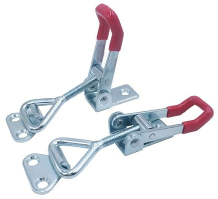 Uonlytech 5 pezzi Morsetti Leva Regolabili con Sgancio Rapido Morsetti Orizzontali per Saldatura e Assemblaggio Metalli Base Flangiata e Maniglia Plastica Ergonomica per Officina e