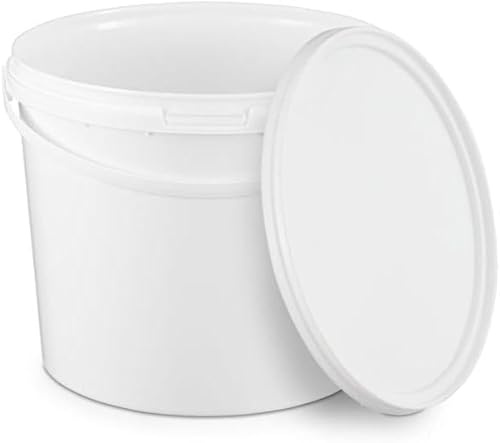 BenBow Secchio con coperchio 5l bianco 10x 5 litri sicuro per gli alimenti, stabile, ermetico, a prova di perdite, inodore - contenitore di plastica, con manico - vuoto