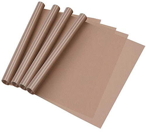 XNJIHWA 4Pcs Teflon Carta da Forno Riutilizzabile Trasferimento Foglio Antiaderente Resistente al Calore in Fibra di Vetro per cottura forno e tostatura,40 x 30cm