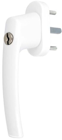 Aluminium Fenstergriff Nevada abschließbar, Farbe:Weiß RAL 9016, Stiftlänge:45mm