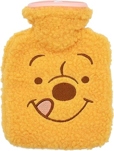 Agua Caliente Bolsa-Tomicy Bolsa de Agua Caliente Gran Capacidad Caucho de Capacidad 500ML Con Cubierta de Felpa Suave Prevenir Resfriados Aliviar el Dolor Hot Water Bottle Amarillo