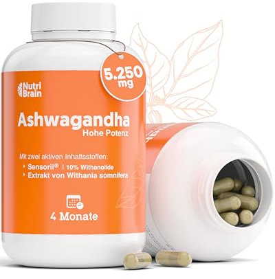 Ashwagandha Sensoril 120 Kaps | 2X-Mal Konzentrierter | Hochdosierte (10% Withanoliden) | 4 Monaten | Adaptogen | Premiumrohstoff für Tiefen Schlaf & Erhöhte Energie.